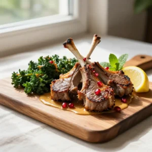 Step by step Addictively Good Roasted Moroccan Lamb Chop & Caramelized Kale Dessert: Sweet & Savory Fusion Meal Prep Magic!