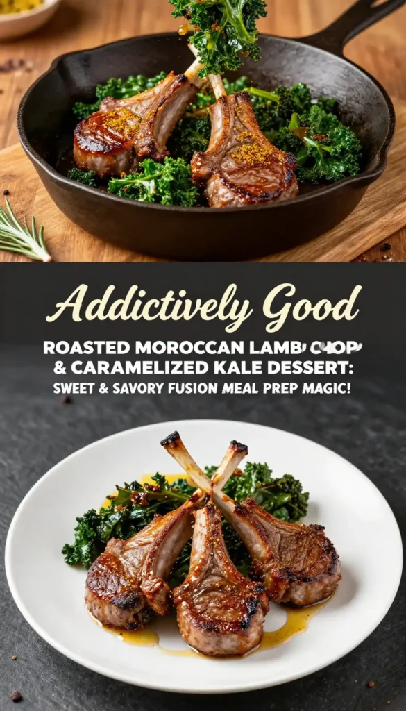 Addictively Good Roasted Moroccan Lamb Chop & Caramelized Kale Dessert: Sweet & Savory Fusion Meal Prep Magic!