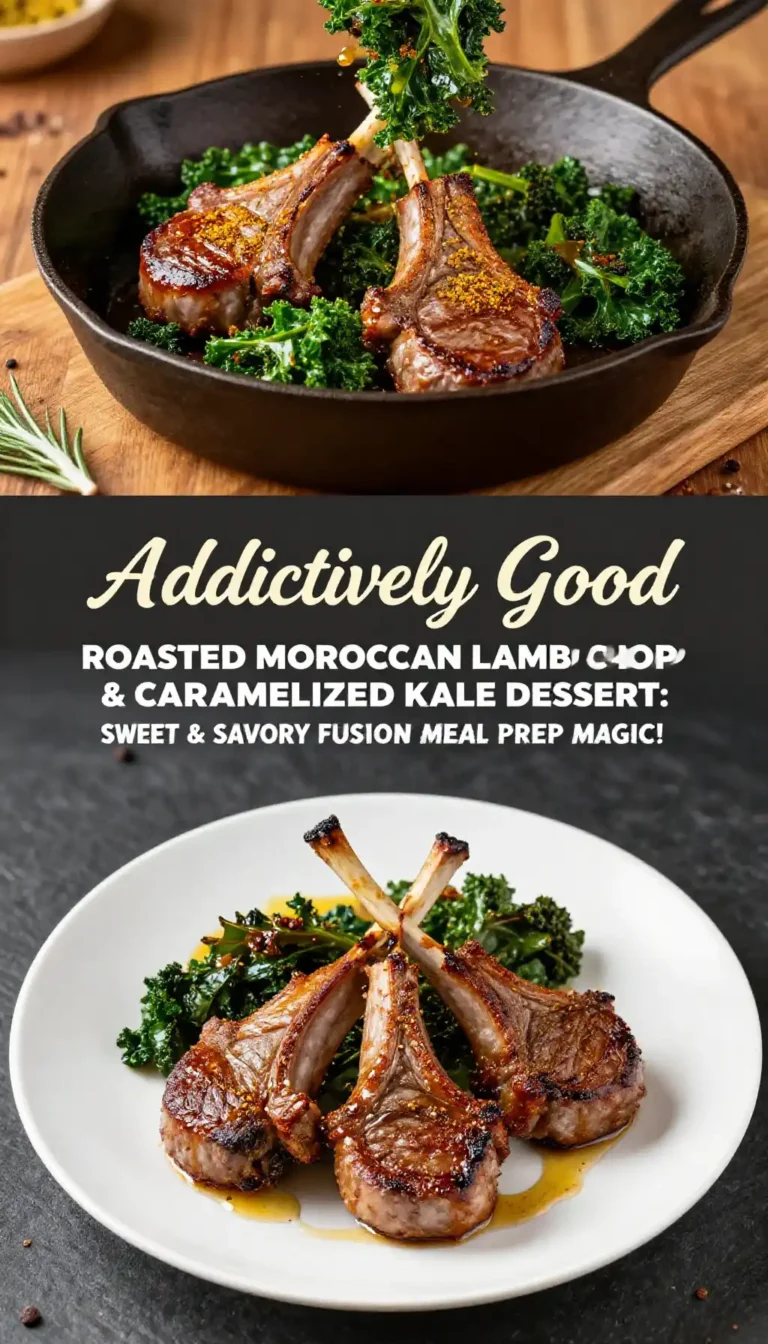 Addictively Good Roasted Moroccan Lamb Chop & Caramelized Kale Dessert: Sweet & Savory Fusion Meal Prep Magic!