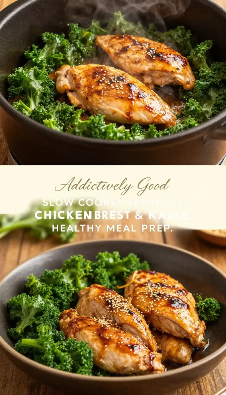 Addictively Good Slow Cooker Japanese Chicken Breast & Kale Healthy Meal Prep