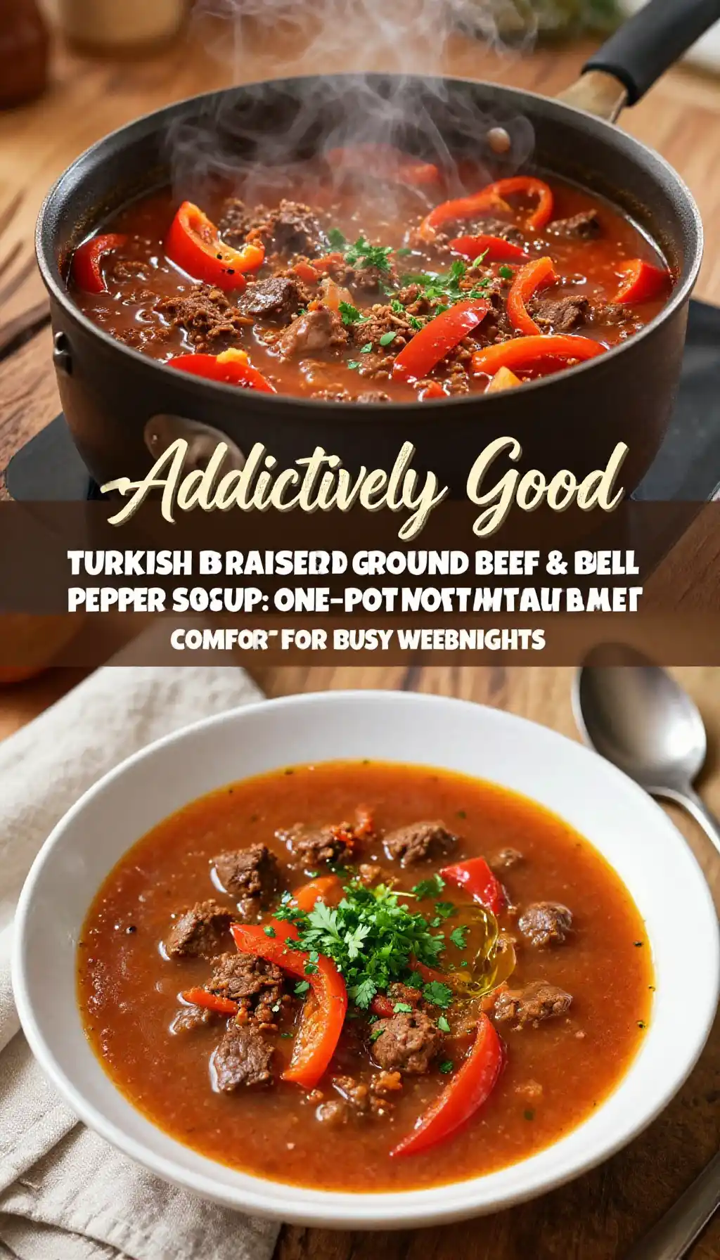 Addictively Good Turkish Braised Ground Beef & Bell Pepper Soup: One-Pot Meal Prep Comfort for Busy Weeknights pinterest pin