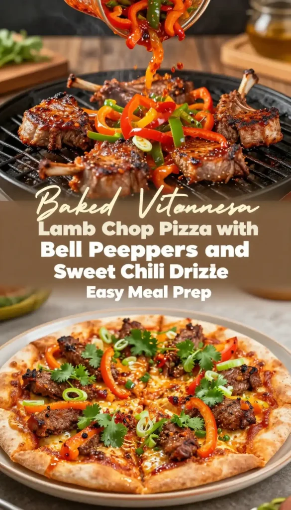 Baked Vietnamese Lamb Chop Pizza with Bell Peppers and Sweet Chili Drizzle Easy Meal Prep