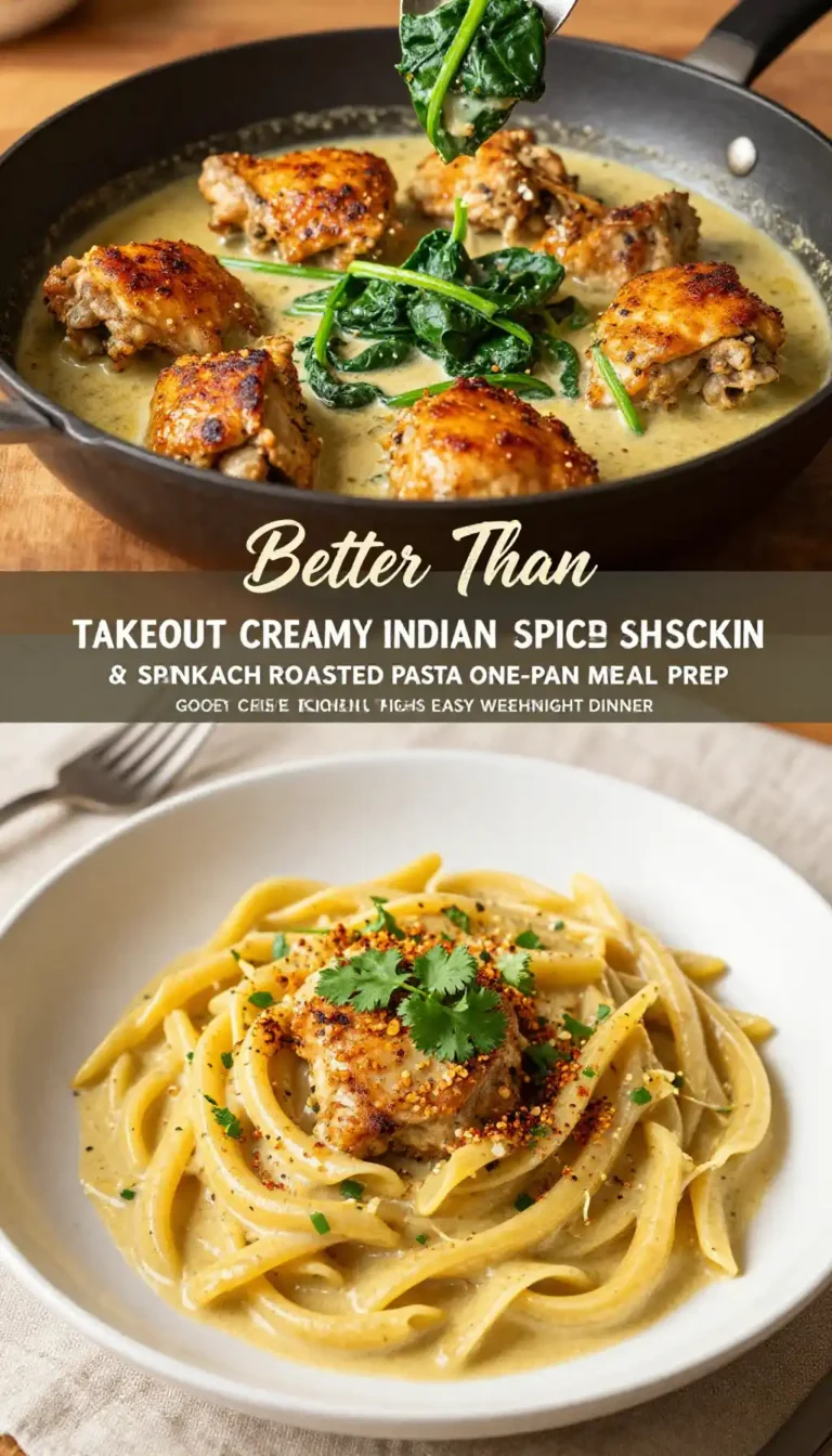Better Than Takeout Creamy Indian Spiced Chicken & Spinach Roasted Pasta One-Pan Meal Prep Gooey Crispy Chicken Thighs Easy Weeknight Dinner