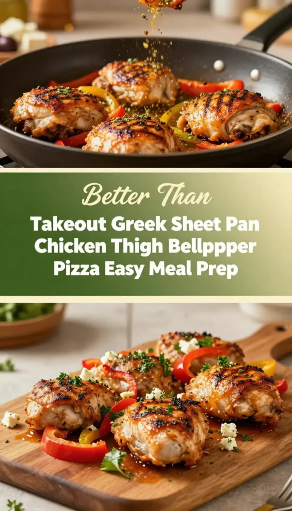 Better Than Takeout Greek Sheet Pan Chicken Thigh Bell Pepper Pizza Easy Meal Prep
