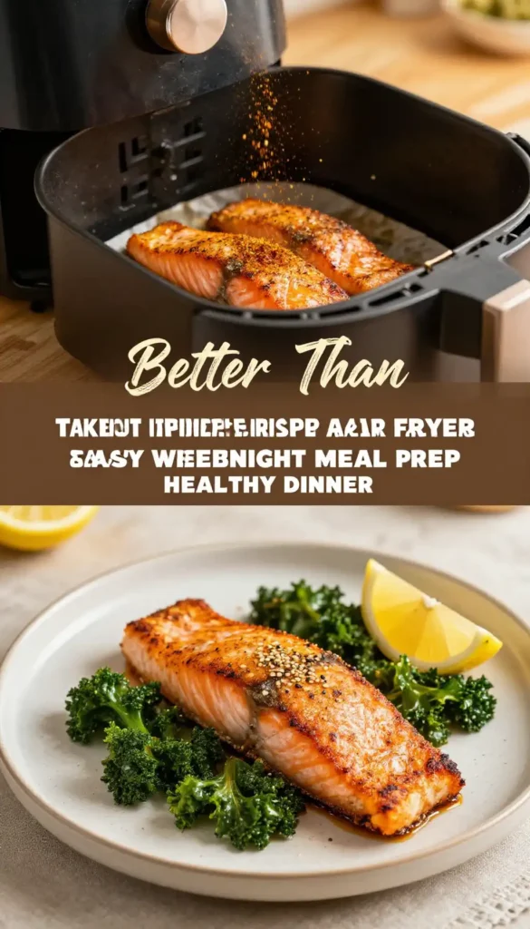 Better Than Takeout Indian-Spiced Crispy Air Fryer Salmon & Kale Easy Weeknight Meal Prep Healthy Dinner