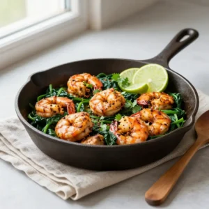 Step by step Better-Than-Takeout Moroccan Spiced Shrimp & Chicken Skillet with Wilted Spinach