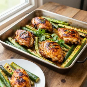 Step by step Better Than Takeout Sticky Caribbean Roasted Chicken Breast and Zucchini Sheet Pan Easy Meal Prep Flavor Bomb Weeknight Dinner