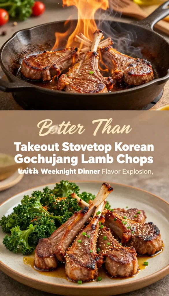 Better Than Takeout Stovetop Korean Gochujang Lamb Chops with Crispy Kale Easy Weeknight Dinner Flavor Explosion
