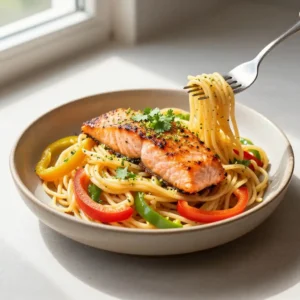 Step by step Better Than Takeout Wok-Fired Mexican Salmon & Bell Pepper Pasta: Easy Weeknight Meal, Flavor Bomb Fusion
