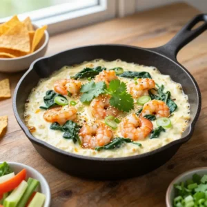 Step by step Gooey Cast Iron Korean Gochujang Shrimp & Spinach Dip Easy Appetizer Viral TikTok Recipe