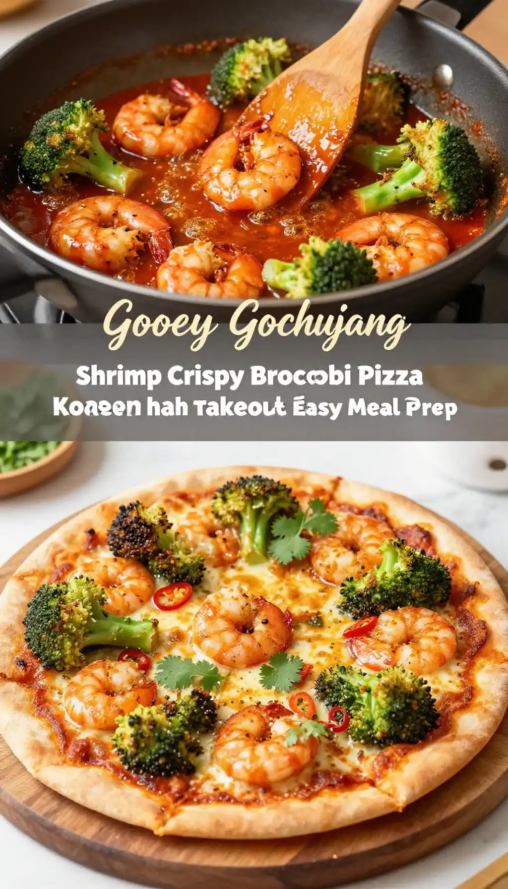 Gooey Gochujang Shrimp Crispy Broccoli Pizza Roasted Korean Style Better Than Takeout Easy Meal Prep
