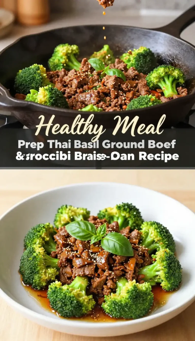 Healthy Meal Prep Thai Basil Ground Beef & Broccoli Braise One-Pan Recipe