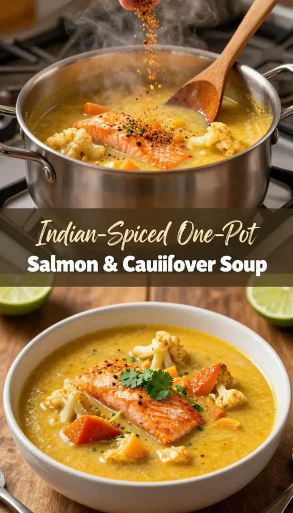Indian-Spiced One-Pot Salmon & Cauliflower Soup