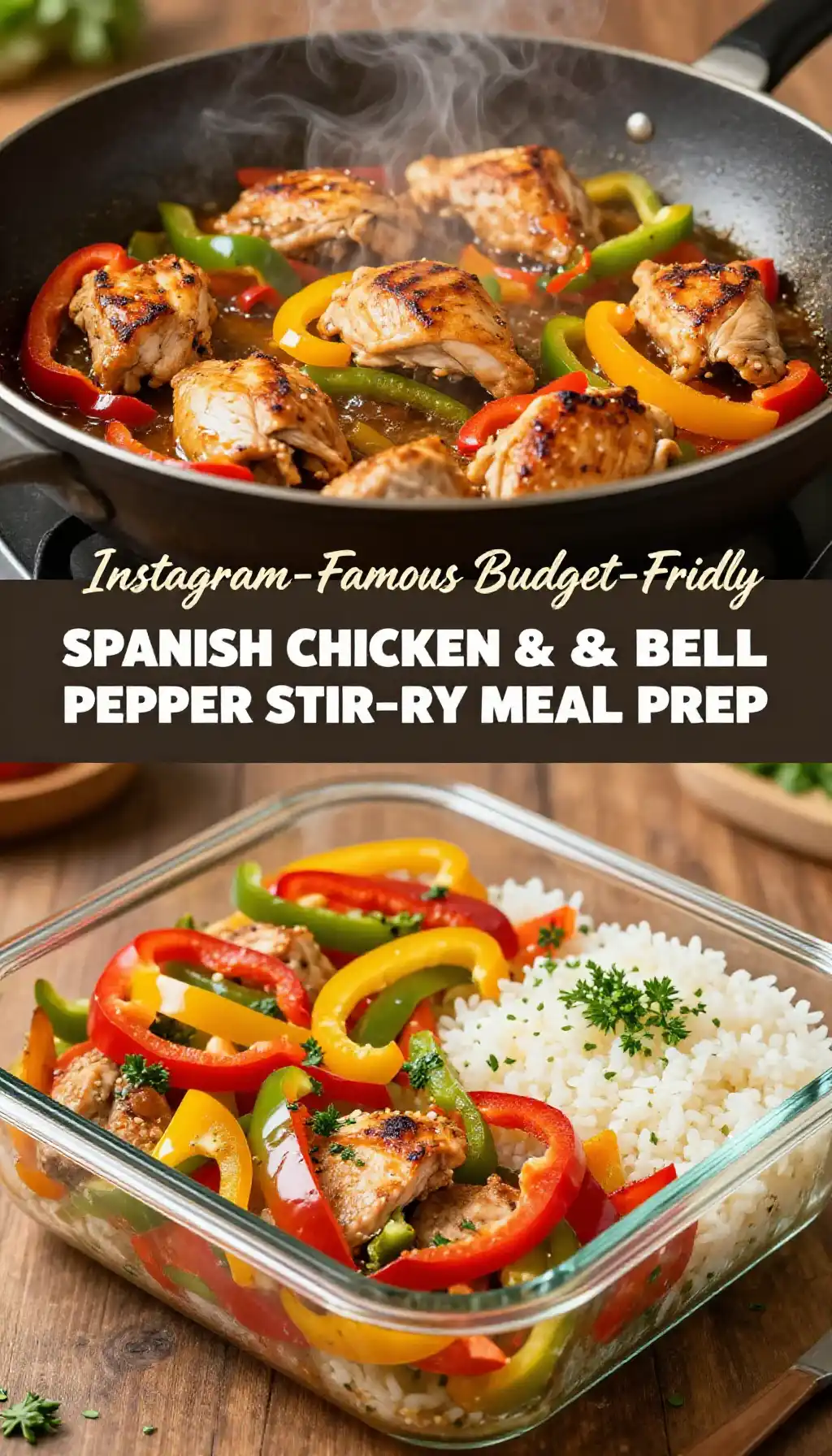 Instagram-Famous Budget-Friendly Spanish Chicken & Bell Pepper Stir-Fry Meal Prep pinterest pin