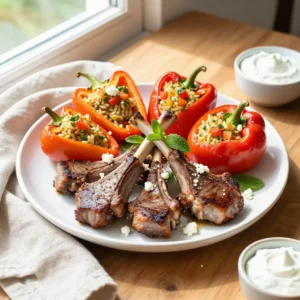 Step by step Instagram-Famous Greek Lamb Chops Pressure Cooker Bell Peppers Meal Prep