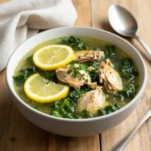 Step by step Instagram-Famous Greek Lemon Herb Chicken & Kale Skillet Soup One-Pan Meal Prep Healthy Comfort Food