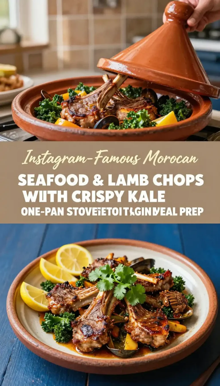 Instagram-Famous Moroccan Seafood & Lamb Chops with Crispy Kale One-Pan Stovetop Tagine Meal Prep
