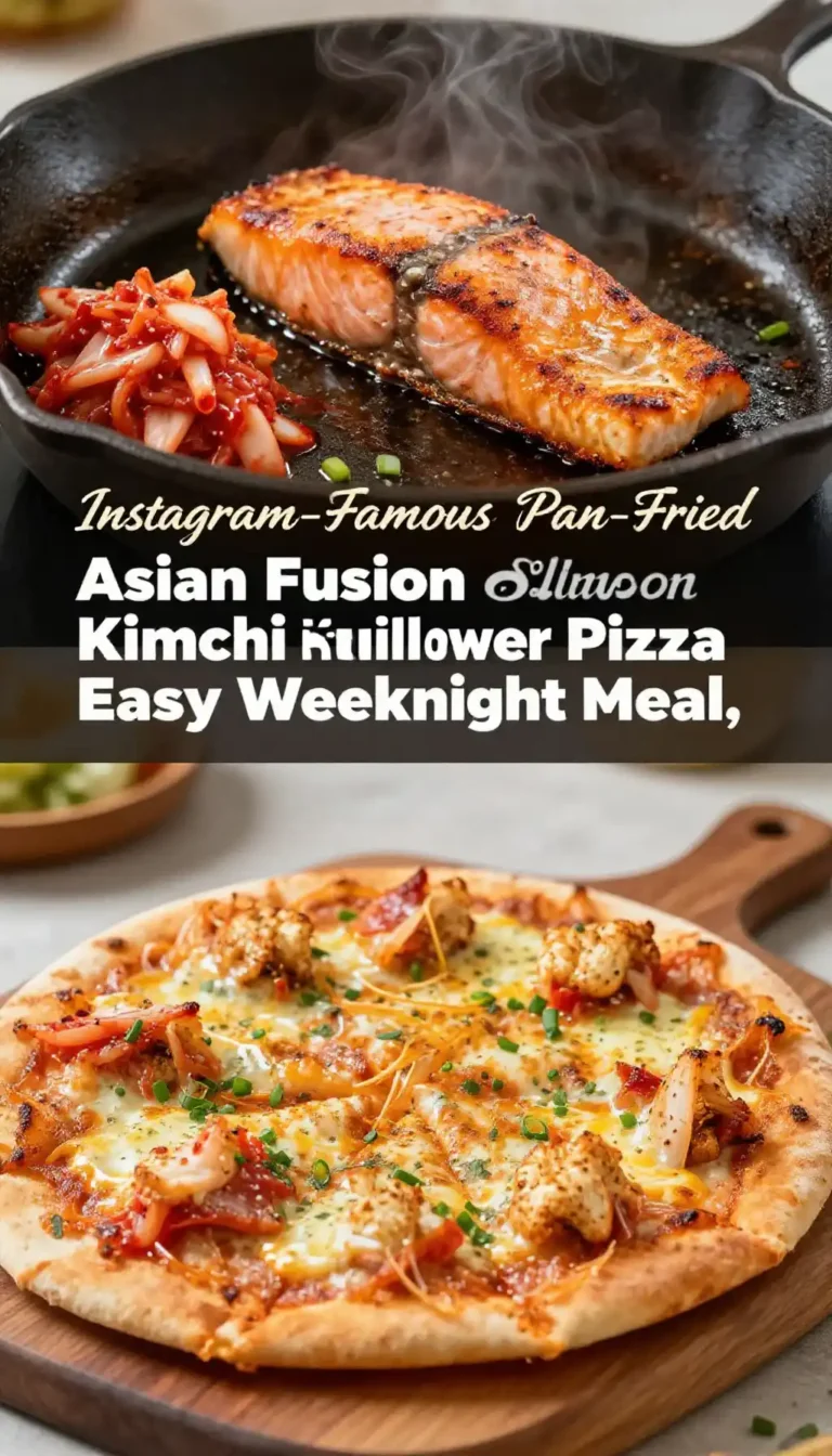 Instagram-Famous Pan-Fried Asian Fusion Salmon Kimchi Cauliflower Pizza Easy Weeknight Meal