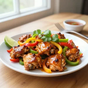 Step by step Instagram-Famous Sheet Pan Sticky Thai Chicken Thighs with Rainbow Bell Peppers Meal Prep