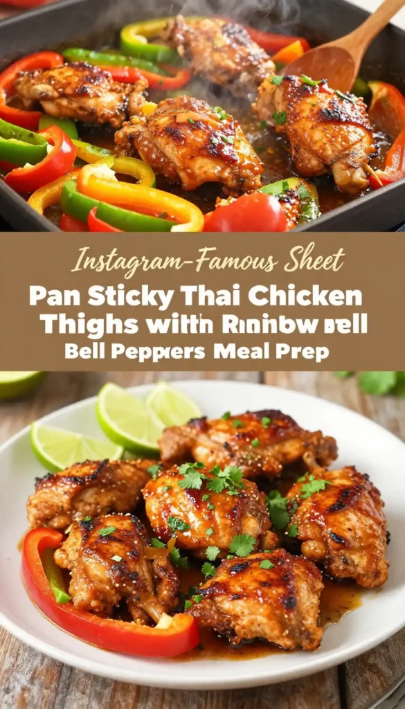 Instagram-Famous Sheet Pan Sticky Thai Chicken Thighs with Rainbow Bell Peppers Meal Prep