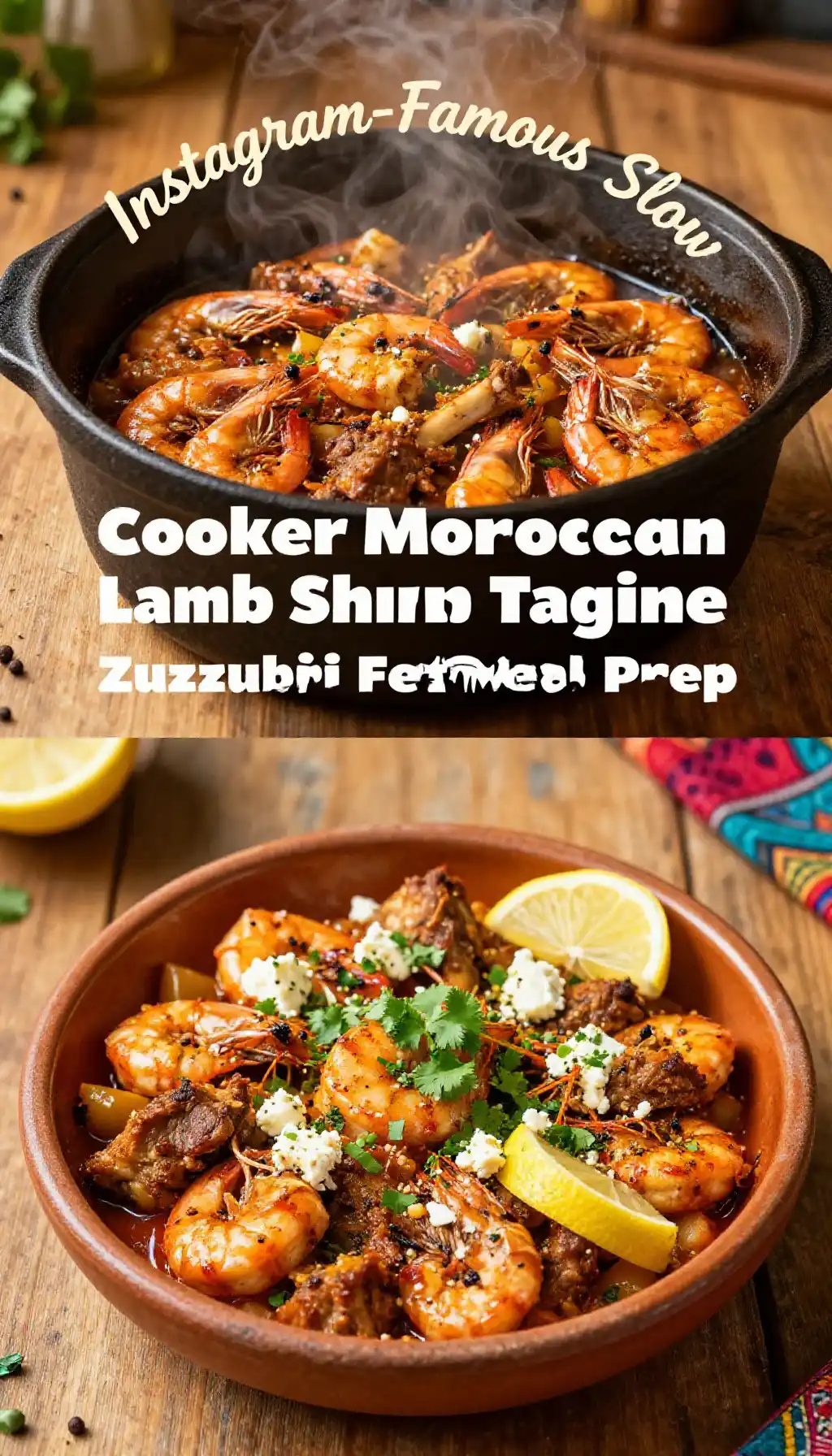 Instagram-Famous Slow Cooker Moroccan Lamb Shrimp Tagine Zucchini Feta Meal Prep