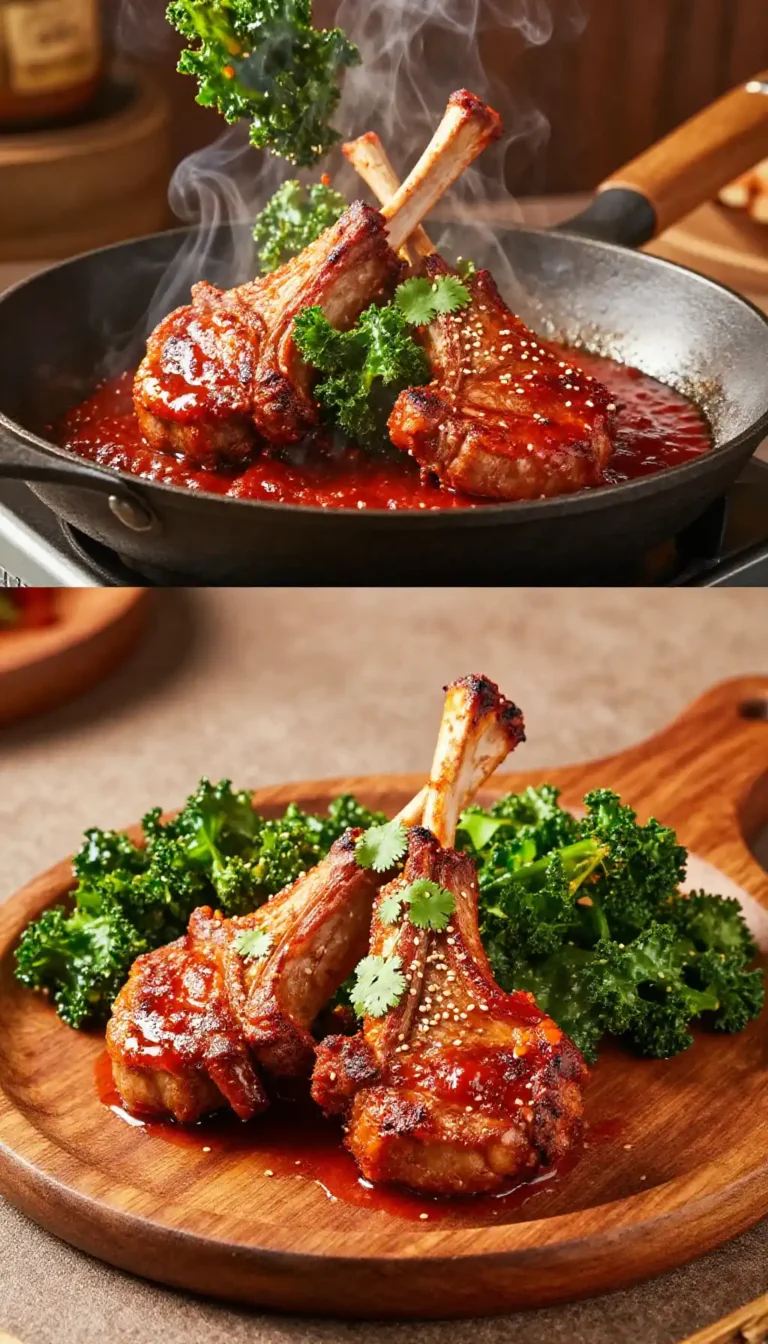 Instagram-Famous Spicy Gochujang Lamb Chops & Crispy Kale Stir-Fry: Flavor-Bomb Weeknight Wonder - Easy Stovetop Asian Fusion Meal Prep
