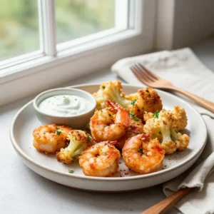 Step by step Instagram-Famous crispy air fryer Turkish garlic shrimp and cauliflower