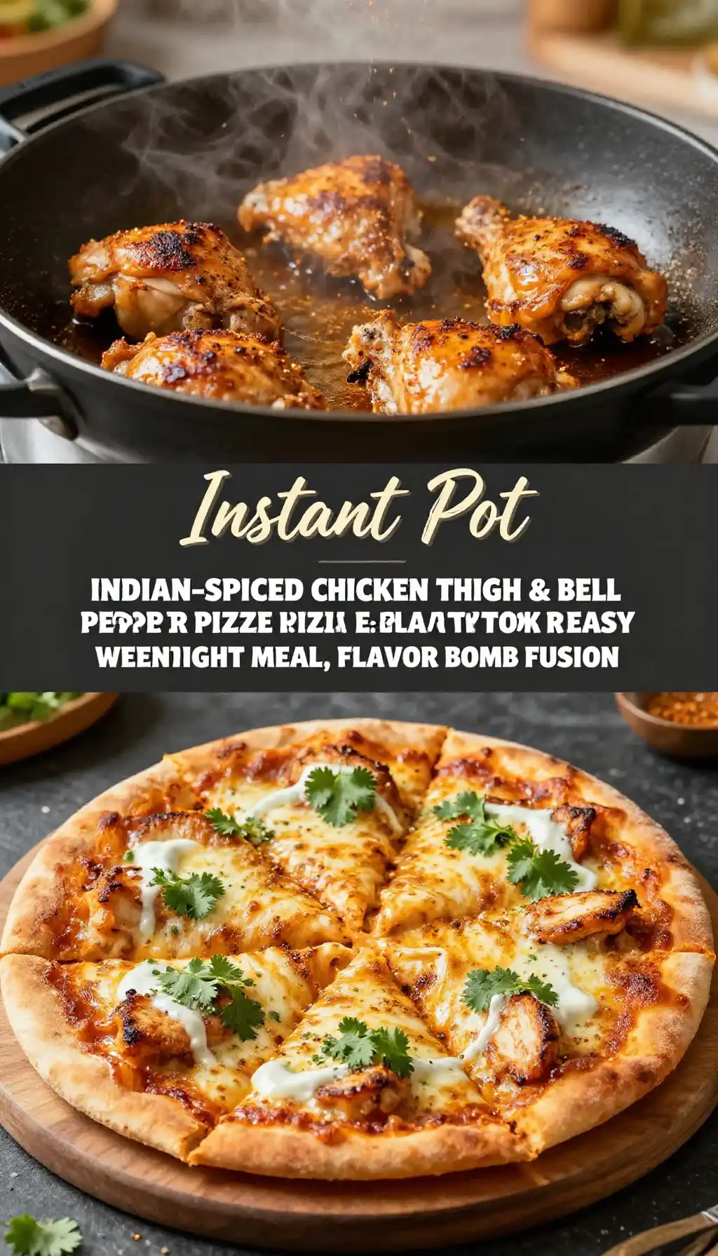 Instant Pot Indian-Spiced Chicken Thigh & Bell Pepper Pizza pinterest pin
