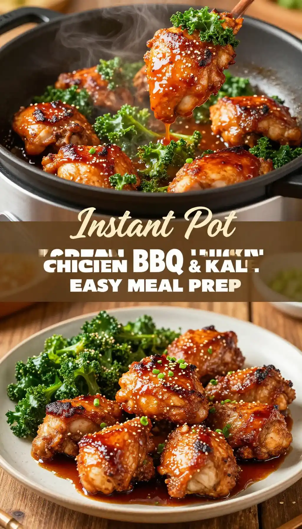 Instant Pot Korean BBQ Chicken Thighs & Kale Easy Meal Prep