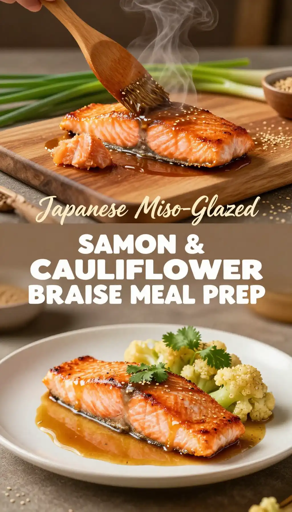 Japanese Miso-Glazed Salmon & Cauliflower Braise Meal Prep