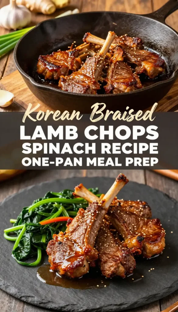 Korean Braised Lamb Chops Spinach Recipe One-Pan Meal Prep