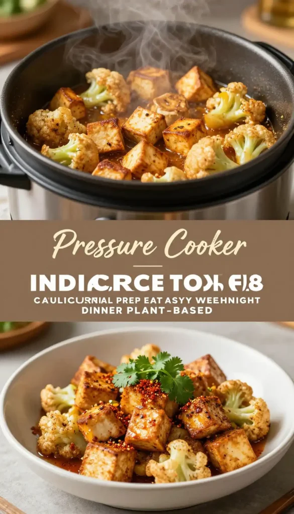 Pressure Cooker Indian Spiced Tofu Cauliflower Meal Prep Easy Weeknight Dinner Plant-Based