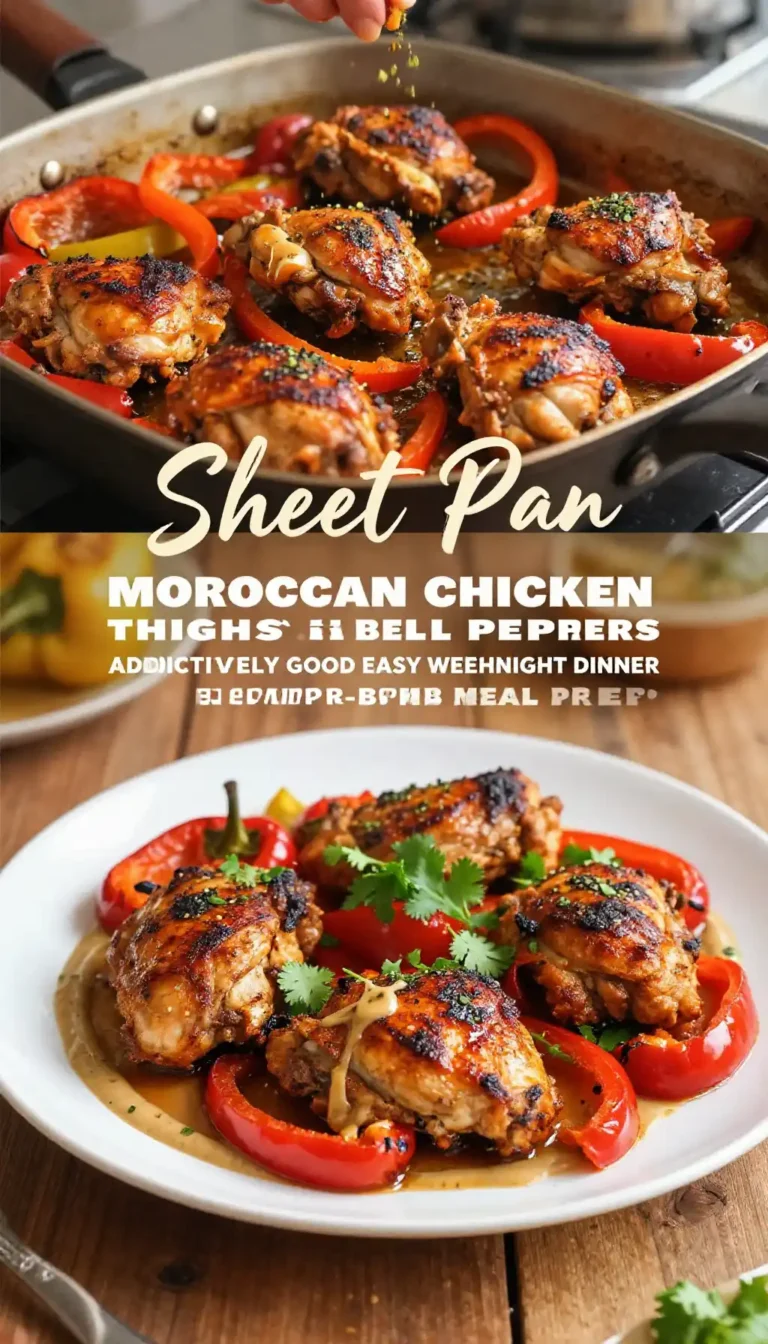 Sheet Pan Moroccan Chicken Thighs Bell Peppers Addictively Good Easy Weeknight Dinner Flavor-Bomb Meal Prep