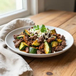 Step by step Sizzling Air Fryer Mexican Ground Beef & Zucchini