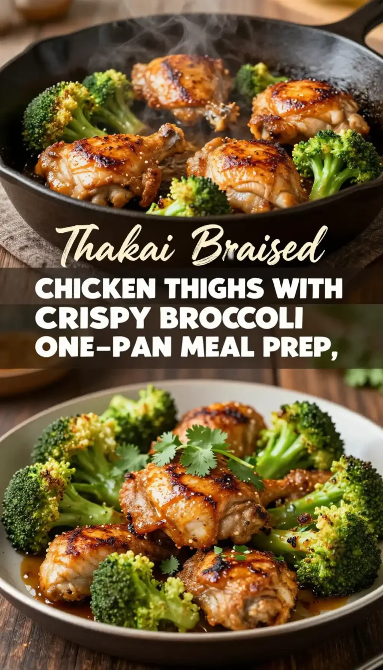 Thai Braised Chicken Thighs with Crispy Broccoli One-Pan Meal Prep