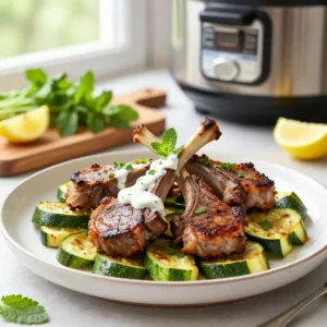 Step by step Viral TikTok Lebanese lamb chops zucchini pressure cooker healthy meal prep instant pot flavor-bomb