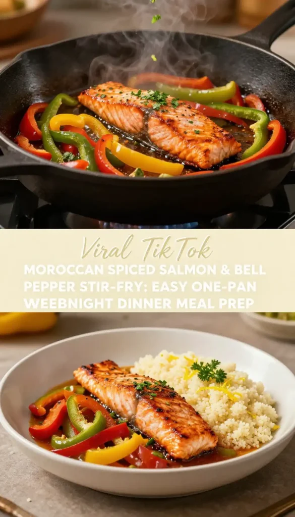 Viral TikTok Moroccan Spiced Salmon & Bell Pepper Stir-Fry: Easy One-Pan Weeknight Dinner Meal Prep