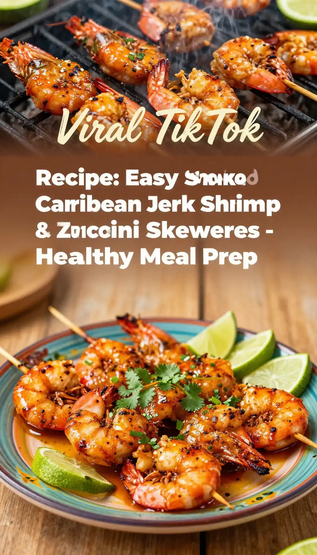 Viral TikTok Recipe: Easy Smoked Caribbean Jerk Shrimp & Zucchini Skewers - Healthy Meal Prep pinterest pin