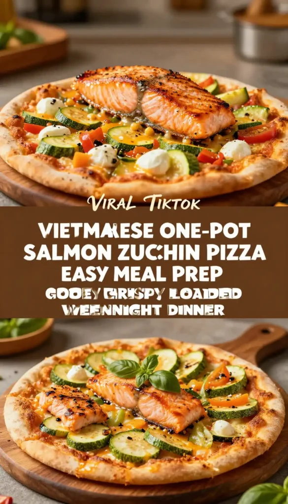 Viral TikTok Vietnamese One-Pot Salmon Zucchini Pizza Easy Meal Prep Gooey Crispy Loaded Weeknight Dinner
