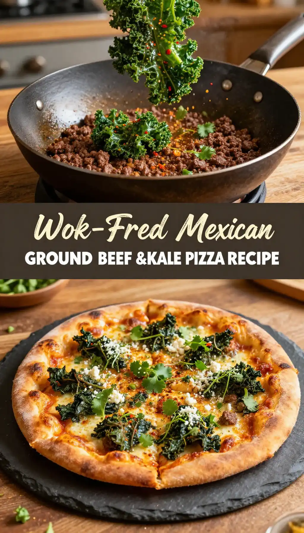 Wok-Fried Mexican Ground Beef & Kale Pizza Recipe
