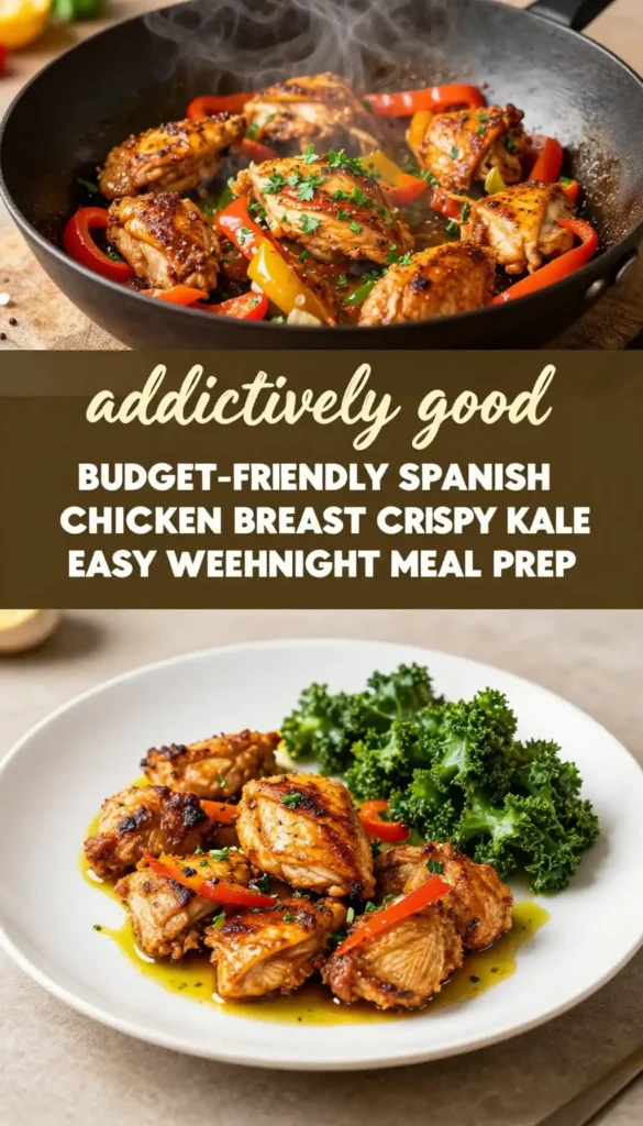 addictively good budget-friendly spanish wok-fried chicken breast crispy kale easy weeknight meal prep