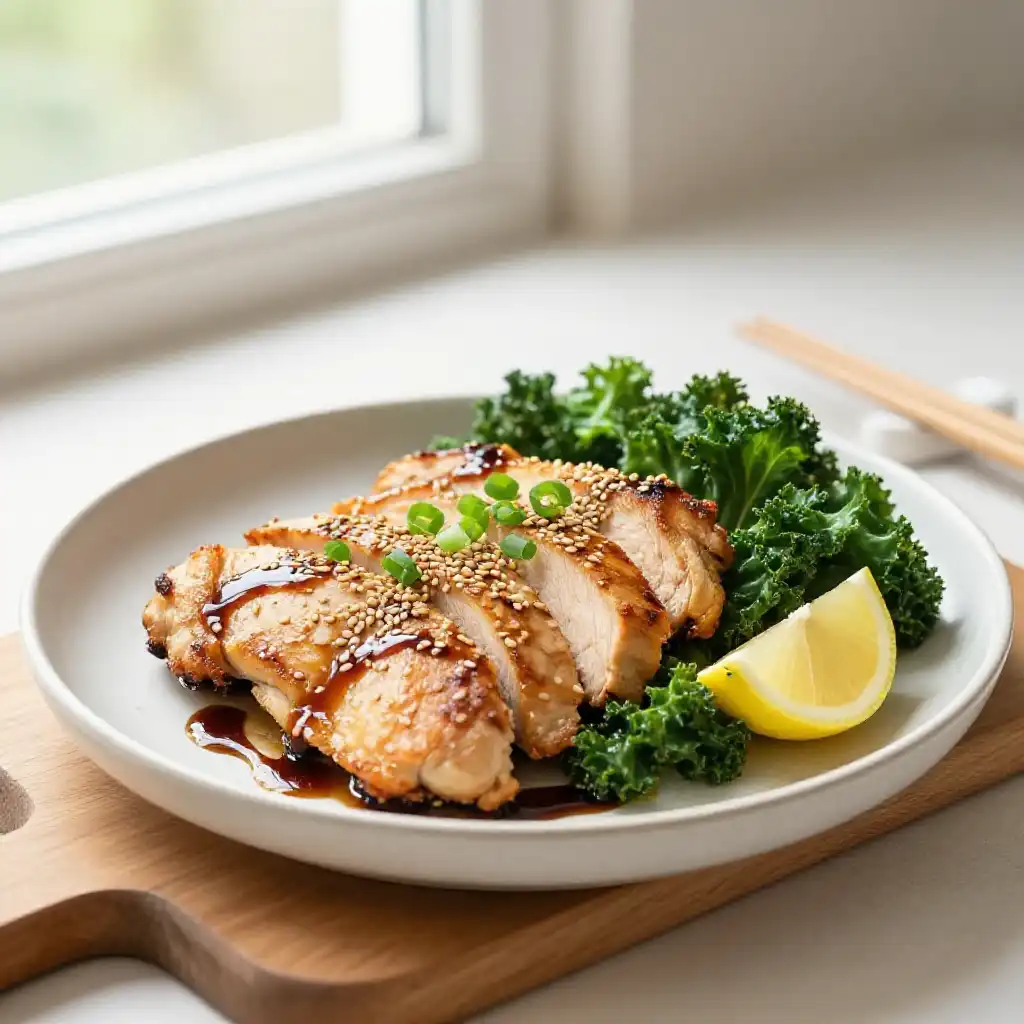 Addictively Good Budget-Friendly Spanish Wok-Fried Chicken Breast with Crispy Kale plated dish