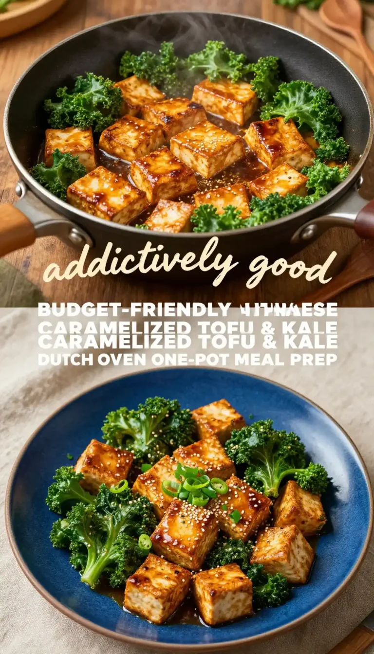 addictively good budget-friendly vietnamese caramelized tofu & kale dutch oven one-pot meal prep