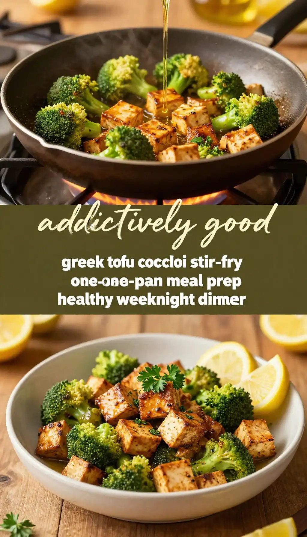 Addictively Good Greek Tofu Broccoli Stir-Fry One-Pan Meal Prep pinterest pin