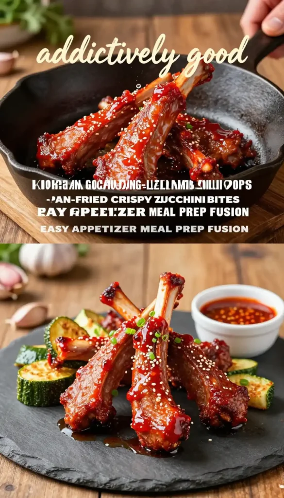 addictively good korean gochujang-glazed lamb lollipops pan-fried crispy zucchini bites easy appetizer meal prep fusion