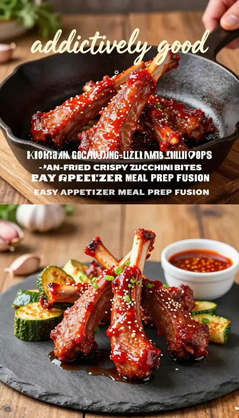 addictively good korean gochujang-glazed lamb lollipops pan-fried crispy zucchini bites easy appetizer meal prep fusion