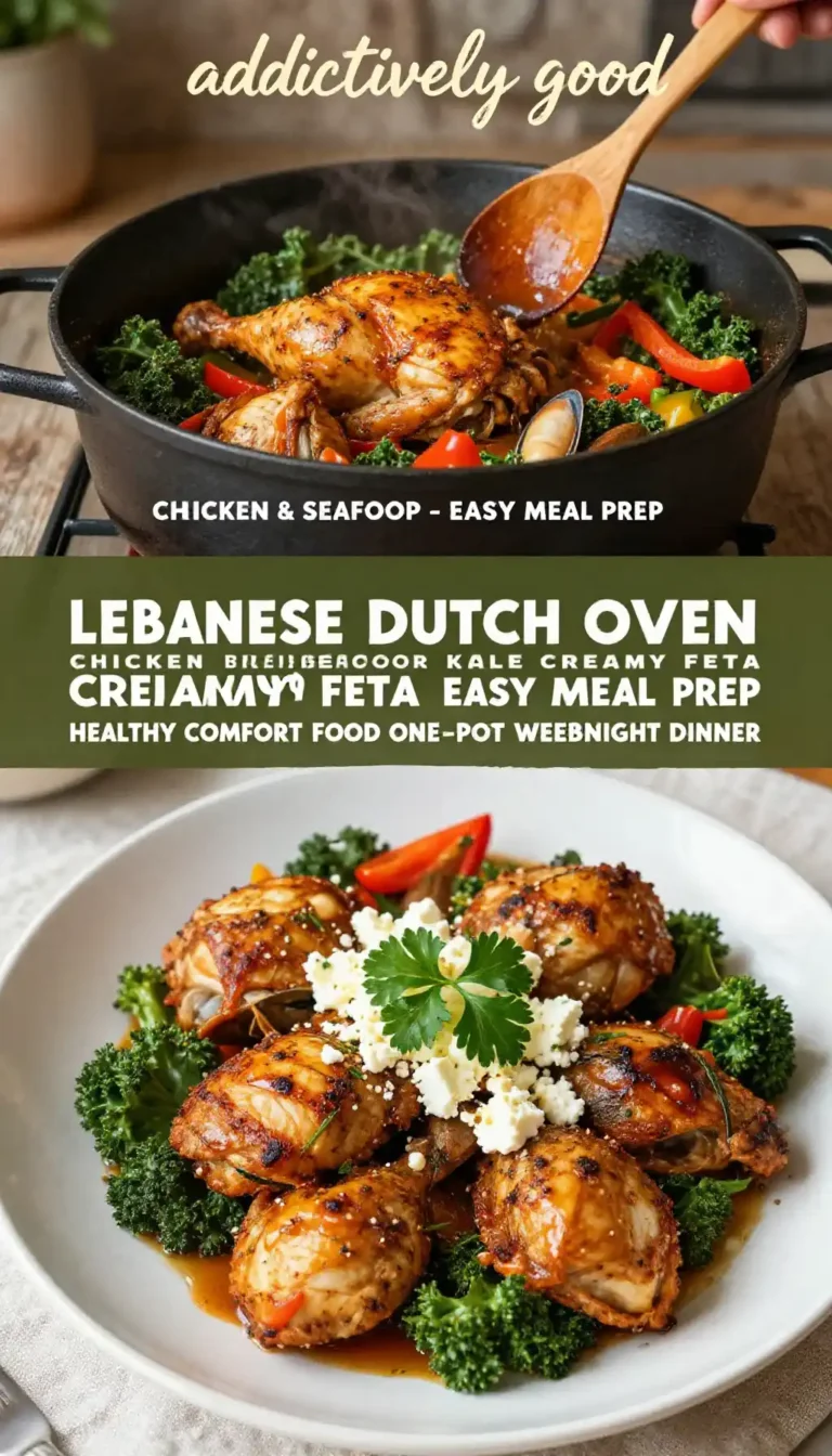 addictively good lebanese dutch oven chicken breast seafood kale creamy feta easy meal prep healthy comfort food one-pot weeknight dinner