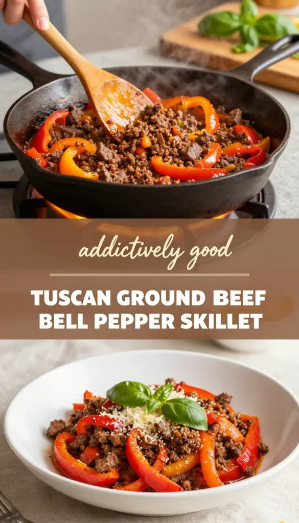 addictively good tuscan ground beef bell pepper skillet