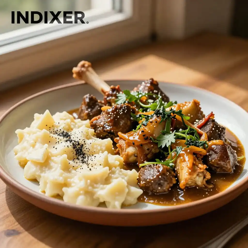 Albóndigas Mixtas de Res y Cordero con Salsa de Hierbas plato terminado