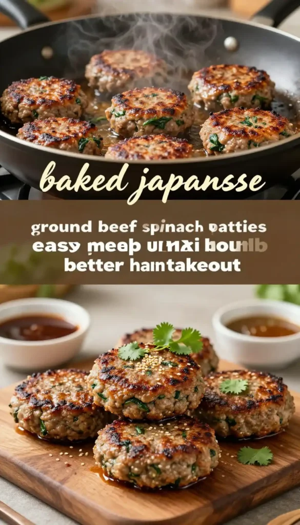 baked japanese ground beef spinach patties easy meal prep umami bomb better than takeout